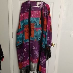 Bohemian fringe duster kimono